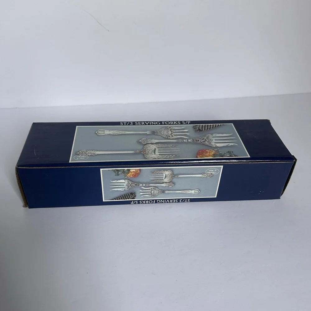 Andrea By  Sadek Set Of 3 Serving Forks S/P Ornate New Open Box